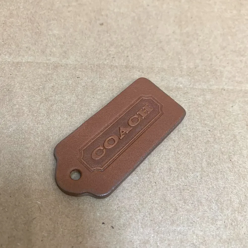 Authentic COACH Dark Brown Leather Vintage Lozenge Hang Tag Purse Charm 2.25" - Picture 4 of 7